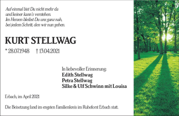 Traueranzeige von Kurt Stellwag von vrm-trauer