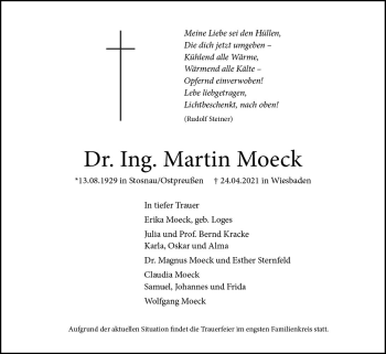 Traueranzeige von Martin Moeck von vrm-trauer