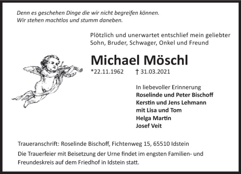  Traueranzeige für Michael Möschl vom 17.04.2021 aus vrm-trauer