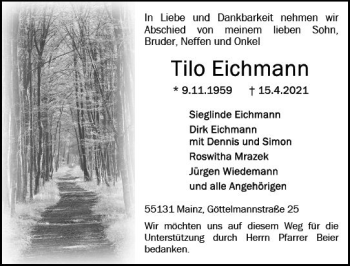 Traueranzeige von Tilo Eichmann von vrm-trauer