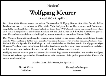 Traueranzeige von Wolfgang Meurer von vrm-trauer
