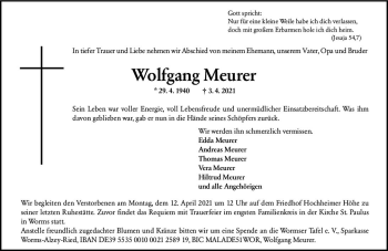 Traueranzeige von Wolfgang Meurer von vrm-trauer