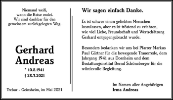 Traueranzeige von Gerhard Andreas von vrm-trauer