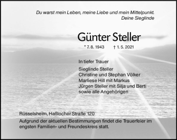 Traueranzeige von Günter Steller von vrm-trauer