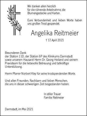 Traueranzeige von Angelika Reitmeier von vrm-trauer