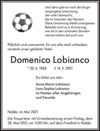 Traueranzeige von Domenico Lobianco von vrm-trauer