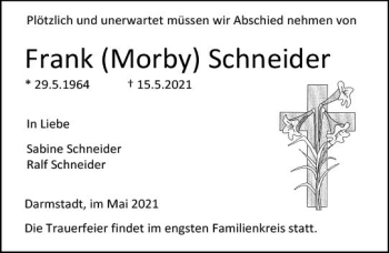 Traueranzeige von Frank Schneider von vrm-trauer