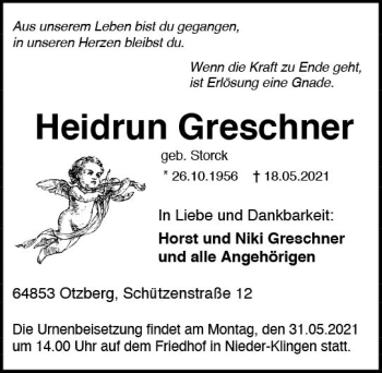 Traueranzeige von Heidrun Greschner von vrm-trauer