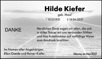 Traueranzeige von Hilde Kiefer von vrm-trauer