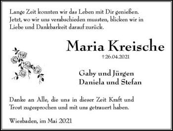 Traueranzeige von Maria Kreische von vrm-trauer