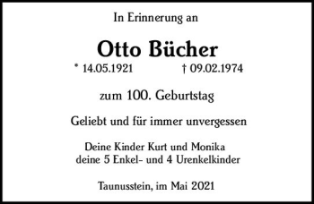 Traueranzeige von Otto Bücher von vrm-trauer