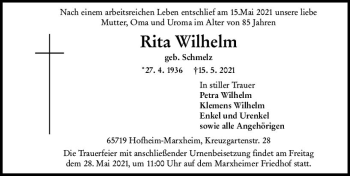 Traueranzeige von Rita Wilhelm von vrm-trauer
