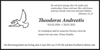 Traueranzeige von Theodoros Andreotis von vrm-trauer