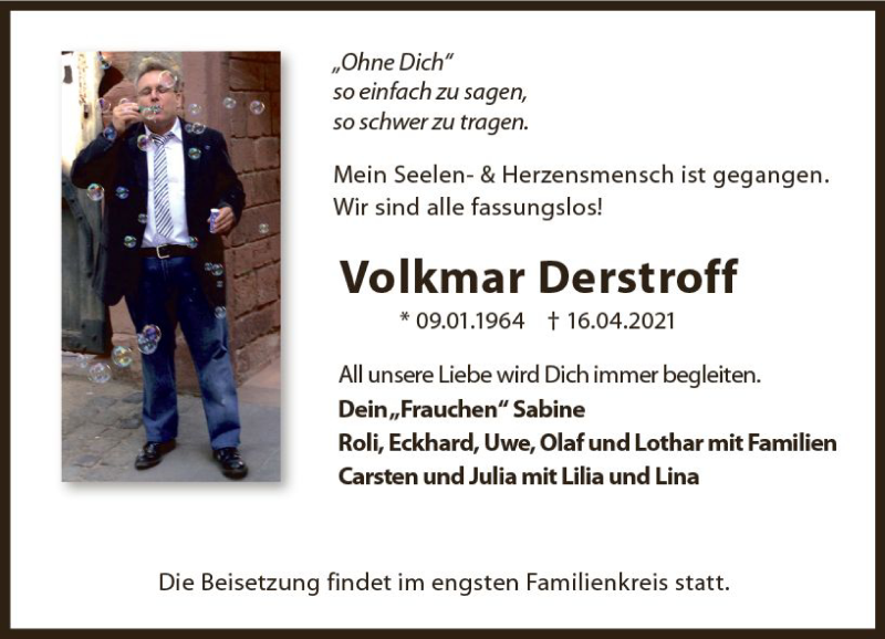  Traueranzeige für Volkmar Derstroff vom 22.05.2021 aus vrm-trauer