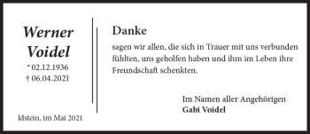 Traueranzeige von Werner Voidel von vrm-trauer