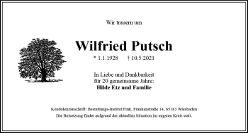 Traueranzeige von Wilfried Putsch von vrm-trauer