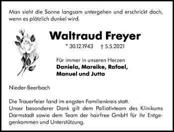 Traueranzeige von Waltraud Freyer von VRM Tageszeitungen