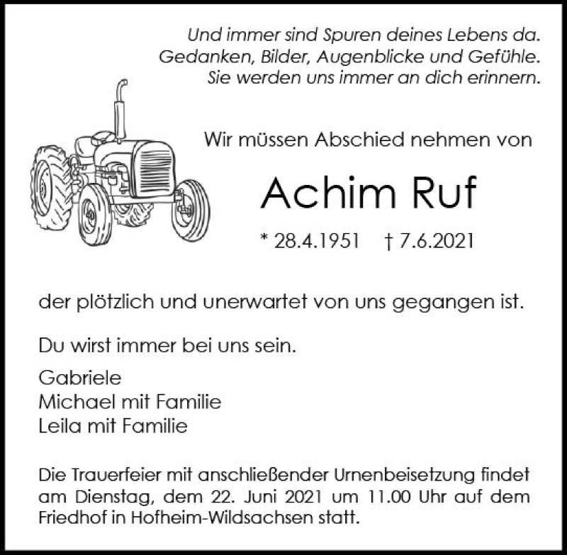  Traueranzeige für Achim Ruf vom 12.06.2021 aus vrm-trauer