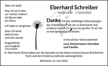 Traueranzeige von Eberhard Schreiber von vrm-trauer