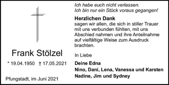Traueranzeige von Frank Stölzel von vrm-trauer