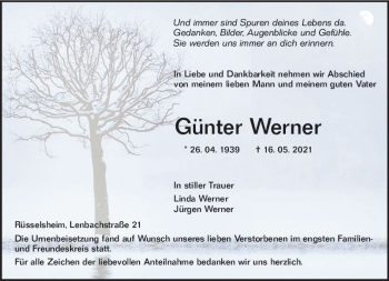 Traueranzeige von Günter Werner von vrm-trauer