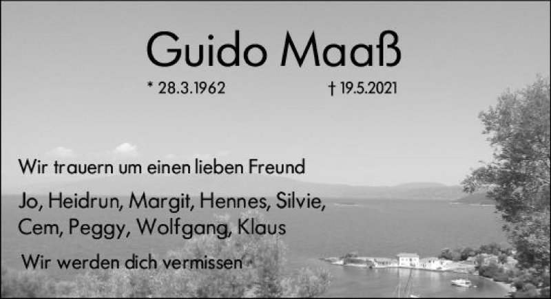  Traueranzeige für Guido Maaß vom 12.06.2021 aus vrm-trauer