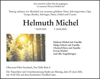 Traueranzeige von Helmuth Michel von vrm-trauer