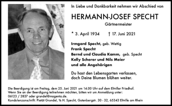 Traueranzeige von Hermann-Josef Specht von vrm-trauer