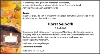 Traueranzeige von Horst Seiboth von vrm-trauer