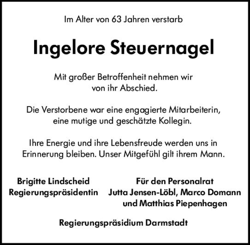  Traueranzeige für Ingelore Steuernagel vom 16.06.2021 aus vrm-trauer