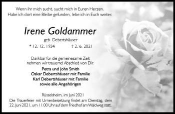 Traueranzeige von Irene Goldammer von vrm-trauer