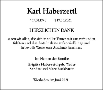 Traueranzeige von Karl Haberzettl von vrm-trauer