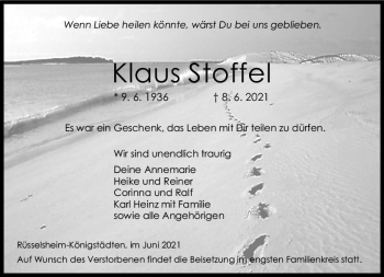 Traueranzeige von Klaus Stoffel von vrm-trauer
