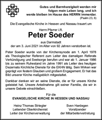 Traueranzeige von Peter Soeder von vrm-trauer