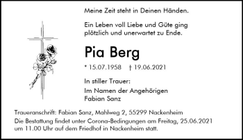 Traueranzeige von Pia Berg von vrm-trauer