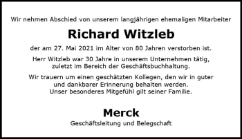 Traueranzeige von Richard Witzleb von vrm-trauer
