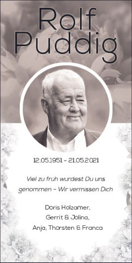  Traueranzeige für Rolf Puddig vom 05.06.2021 aus vrm-trauer