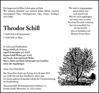 Traueranzeige von Theodor Schiff von vrm-trauer