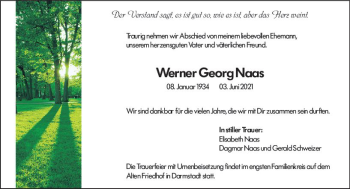 Traueranzeige von Werner Georg Naas von vrm-trauer