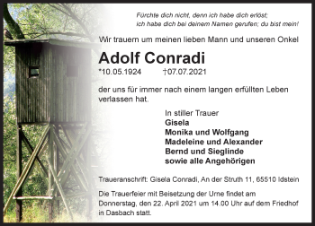 Traueranzeige von Adolf Conrad von vrm-trauer