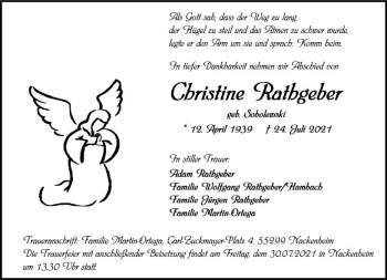 Traueranzeige von Christine Rathgeber von vrm-trauer