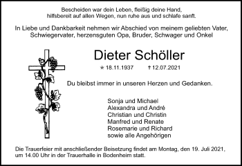 Traueranzeige von Dieter Schöller von vrm-trauer