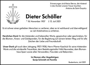 Traueranzeige von Dieter Schöller von vrm-trauer