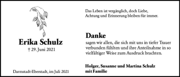 Traueranzeige von Erika Schuh von vrm-trauer