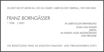 Traueranzeige von Franz Borngässer von vrm-trauer