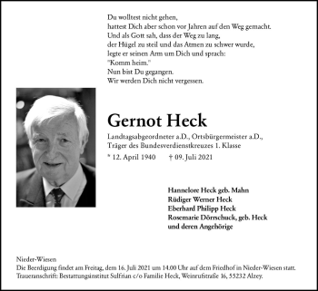 Traueranzeige von Gernot Heck von vrm-trauer