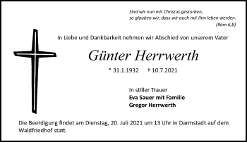 Traueranzeige von Günter Herrwerth von vrm-trauer