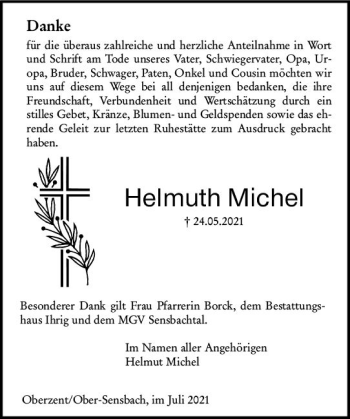 Traueranzeige von Helmut Michel von vrm-trauer