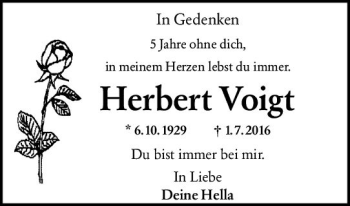 Traueranzeige von Herbert Voigt von vrm-trauer