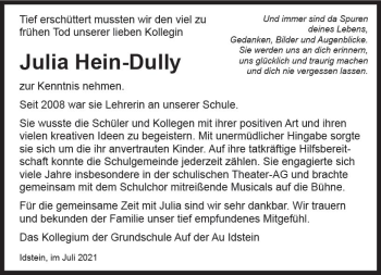 Traueranzeige von Julia Hein-Dully von vrm-trauer